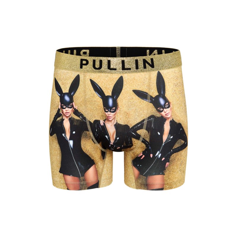 Boxer homme Polyester Doré/Noir Imprimé - Pull In