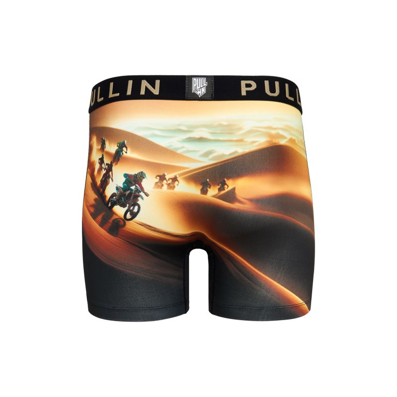 Boxer homme Polyester Orange/Noir Imprimé - Pull In