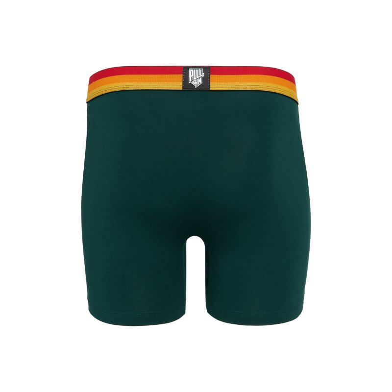 Boxer homme Coton Vert foncé/Orange/Rouge/Noir Uni - Pull In