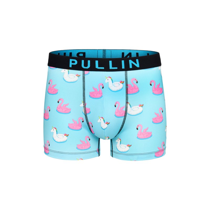 Boxer homme Polyester Turquoise/Rose/Blanc Imprimé - Pull In