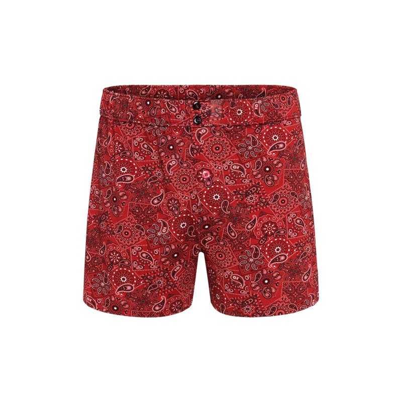 Boxer homme Lyocell Rouge/Blanc Imprimé - Pull In
