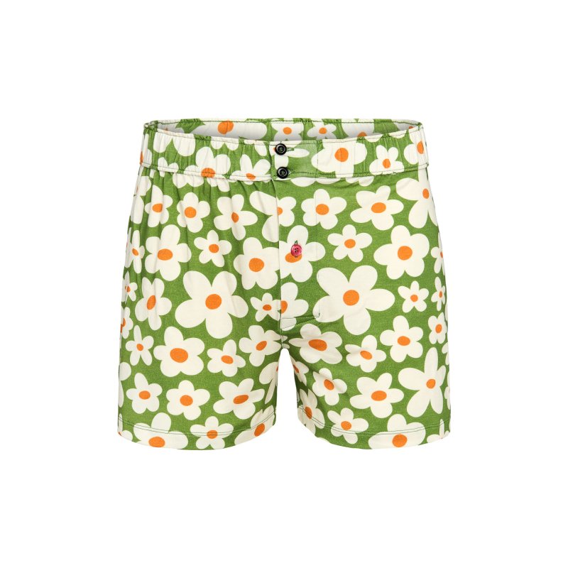 Boxer homme Coton Vert/Blanc/Orange Imprimé - Pull In