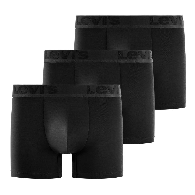 Lot de 3 Boxers Premium Homme Coton Noir Unis  - Levis
