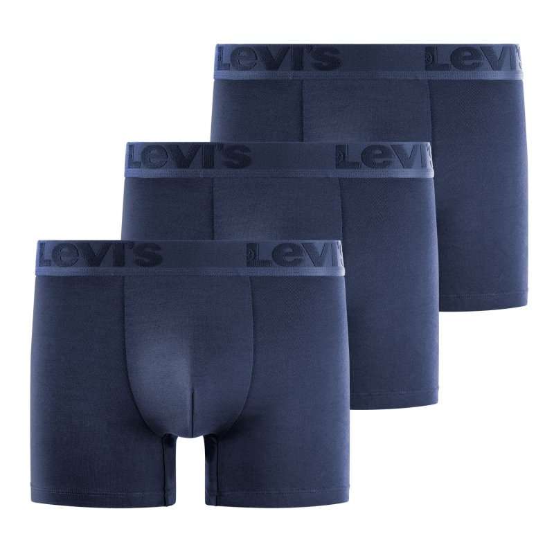 Lot de 3 Boxers Premium Homme Coton Bleu Unis - Levis