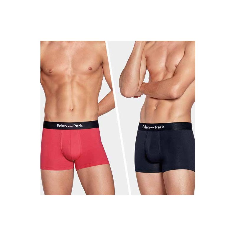 Lot de 2 Boxers homme Coton Rouge/Noir - Eden Park