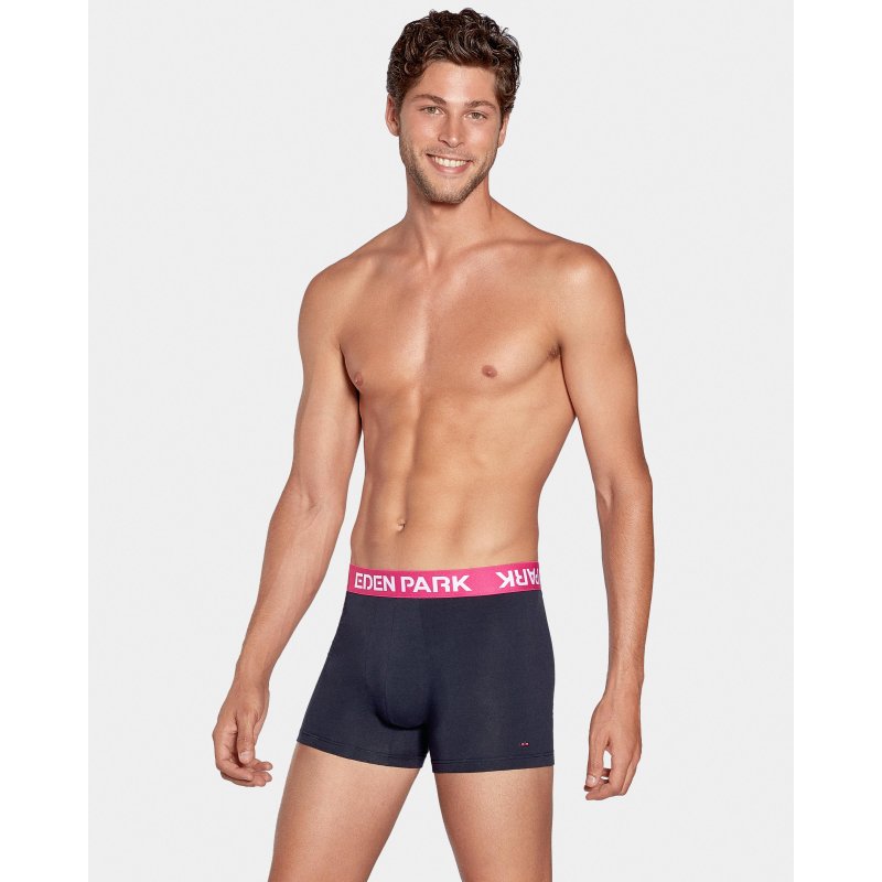 Lot de 2 Boxers homme Coton Gris clair/Vert/Bleu Marine/Rose - Eden Park