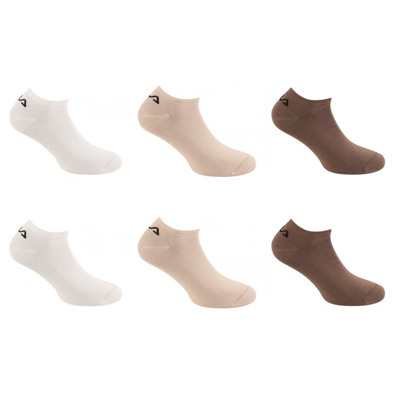 Lot de 6 Paires de Chaussettes homme Socquettes Ecru/Beige/Marron Uni - Fila