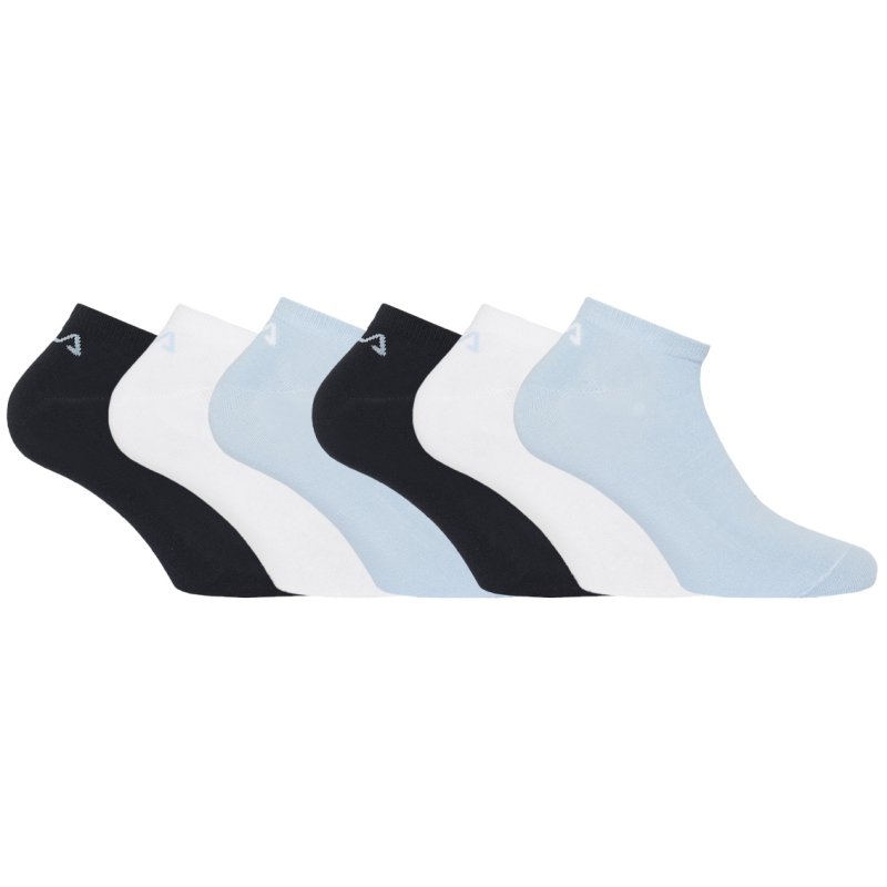 Lot de 6 Paires de Chaussettes homme Socquettes Blanc/Bleu clair/Noir Uni - Fila