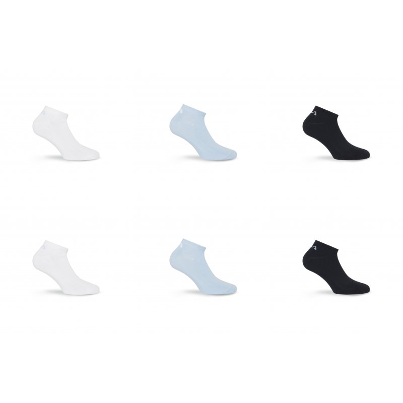Lot de 6 Paires de Chaussettes homme Socquettes Blanc/Bleu clair/Noir Uni - Fila