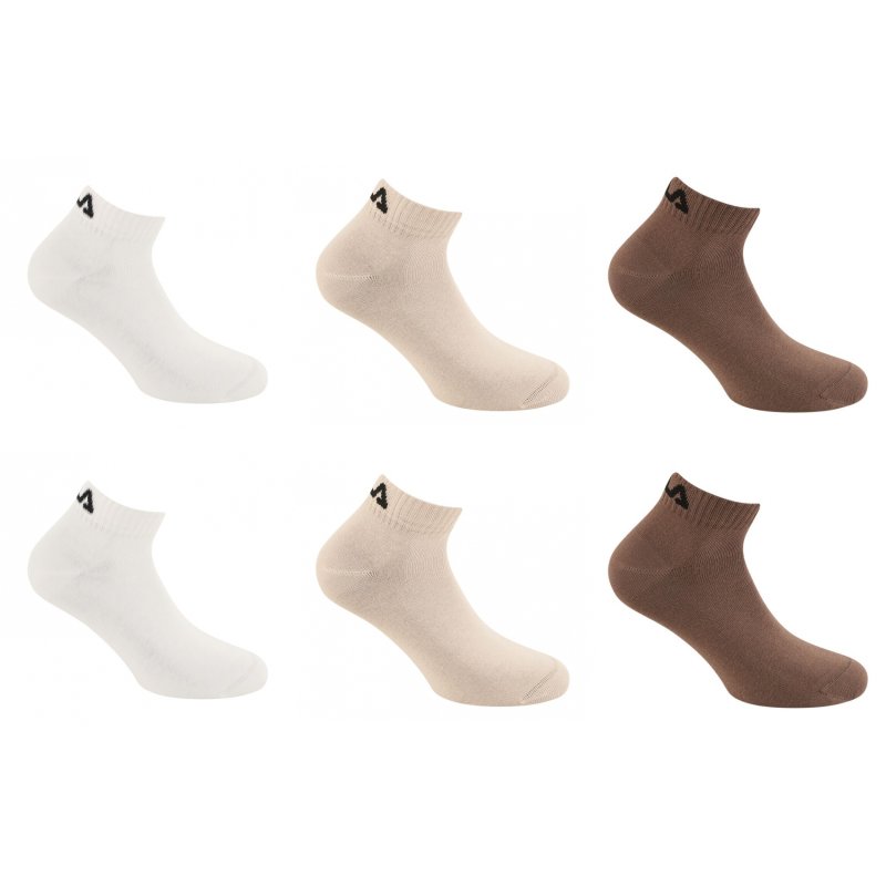 Lot de 6 Paires de Chaussettes homme Courtes Ecru/Beige/Marron Uni - Fila