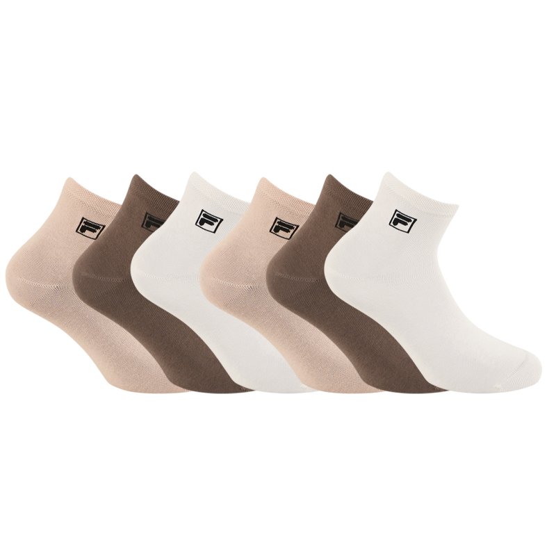Lot de 6 Paires de Chaussettes homme Courtes Ecru/Beige/Marron Uni - Fila