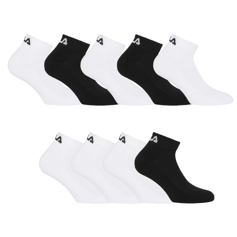 Lot de 9 Paires de Chaussettes homme Courtes Blanc/Noir Uni - Fila