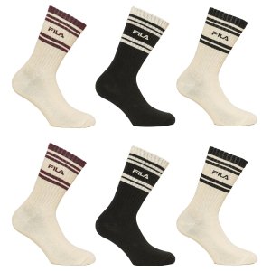 Lot de 6 Paires de Chaussettes homme Tennis Mode, Sportif Beige/Noir/Bordeaux/Kaki - Fila