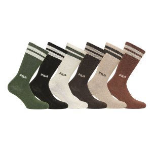 Lot de 6 Paires de Chaussettes homme Tennis Mode, Sportif Noir/Kaki/Blanc/Marron/Camel/Beige - Fila