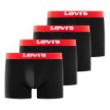 Lot de 4 Boxers Homme Coton Noir Ceinture Rouge - Levis