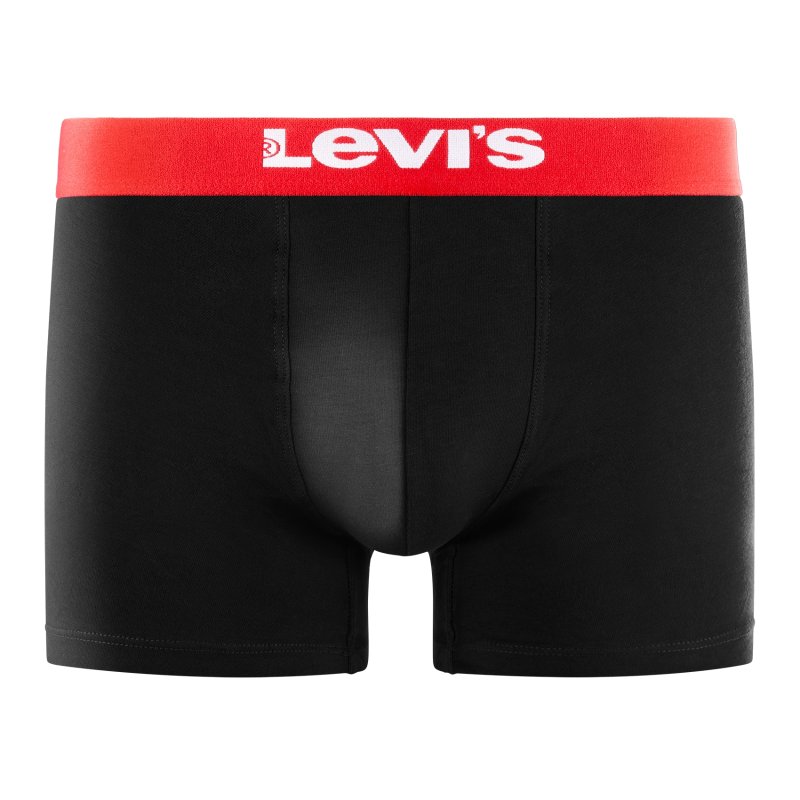 Lot de 4 Boxers Homme Coton Noir Ceinture Rouge - Levis
