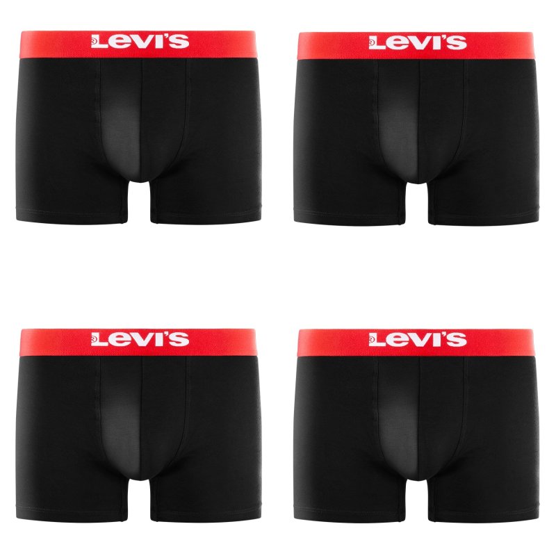 Lot de 4 Boxers Homme Coton Noir Ceinture Rouge - Levis