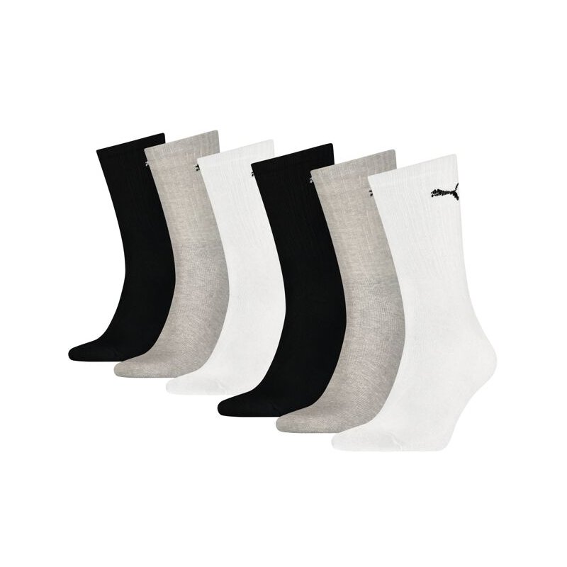 Lot de 6 Paires de Chaussettes Tennis homme Blanc/Gris/Noir - Puma