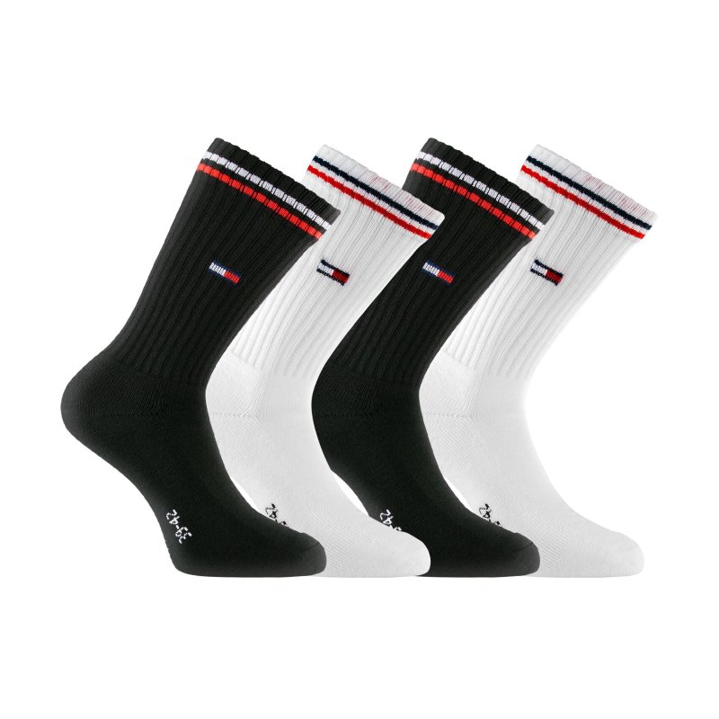 Lot de 4 Paires de Chaussettes Tennis homme Noir/Blanc - Tommy Hilfiger