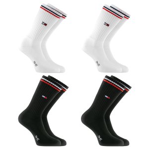 Lot de 4 Paires de Chaussettes Tennis homme Noir/Blanc - Tommy Hilfiger