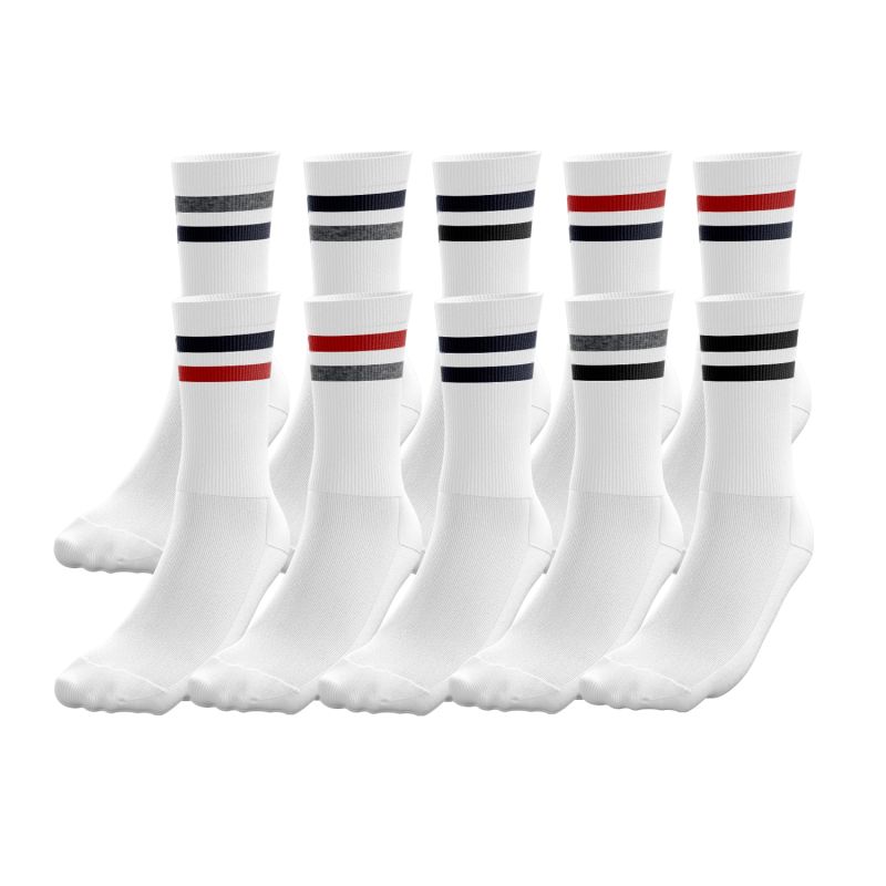 LOT DE 10 Chaussettes Chaussettes Homme SPORT Blanc et Multicolore