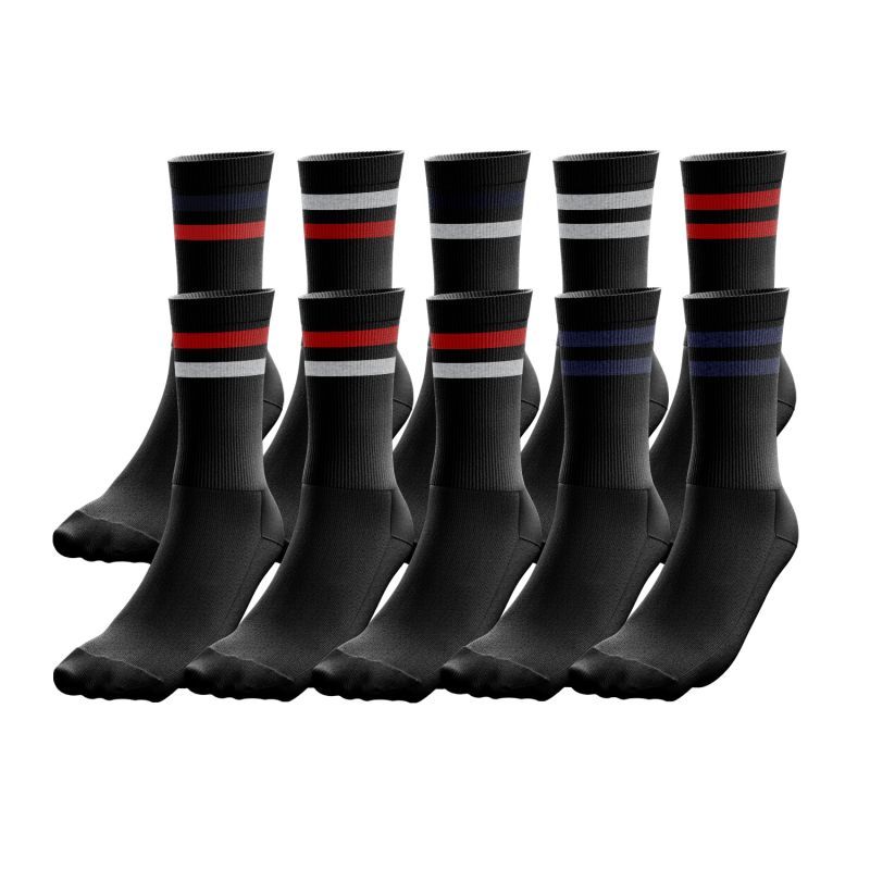 LOT DE 10 Chaussettes Chaussettes Homme SPORT Noir et Multicolore