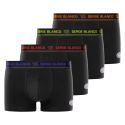 Lot de 4 Boxers homme Coton Noir/Bleu/Rouge/Orange/Jaune Uni - Serge Blanco