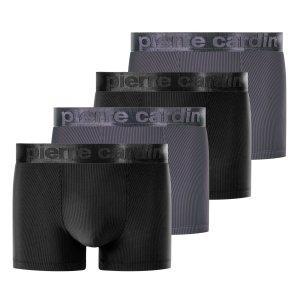 Lot de 4 Boxers homme Polyamide Noir/Gris Uni - Pierre Cardin