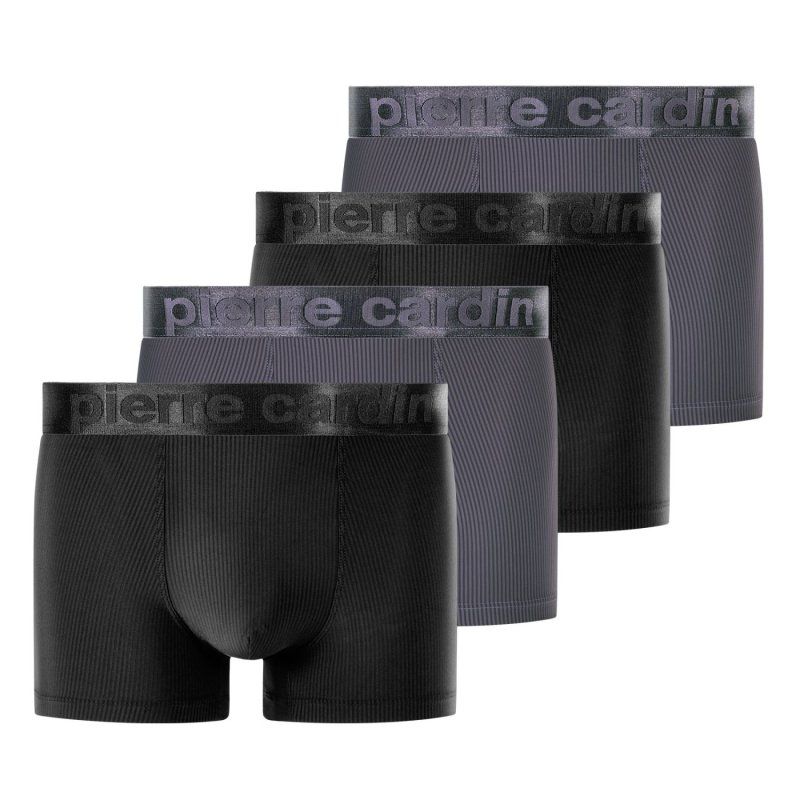 Lot de 4 Boxers homme Polyamide Noir/Gris Uni - Pierre Cardin
