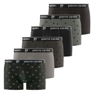 Lot de 6 Boxers homme Coton Noir/Gris Imprimé - Pierre Cardin