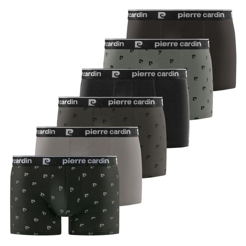 Lot de 6 Boxers homme Coton Noir/Gris Imprimé - Pierre Cardin