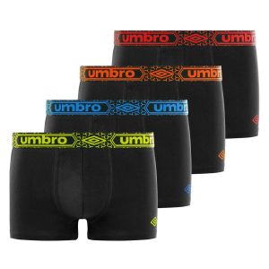 Lot de 4 Boxers homme Coton Noir Uni - Umbro