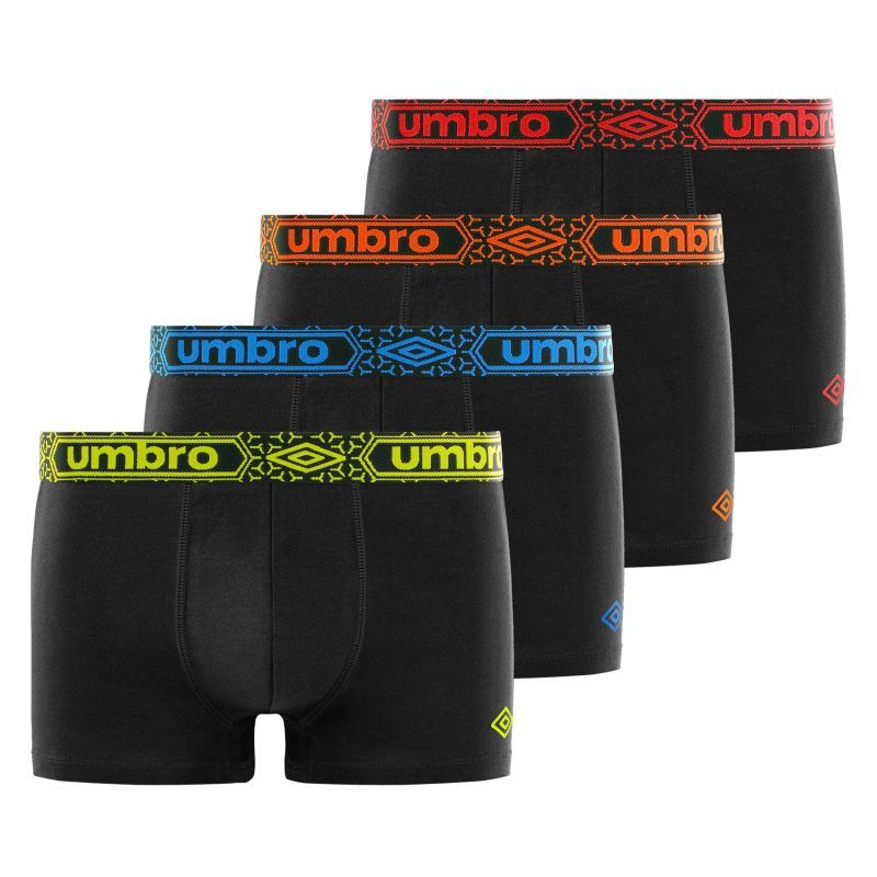 Lot de 4 Boxers homme Coton Noir Uni - Umbro