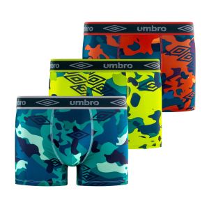 Lot de 3 Boxers homme Polyester Rouge/Jaune/Bleu/Noir Imprimé - Umbro