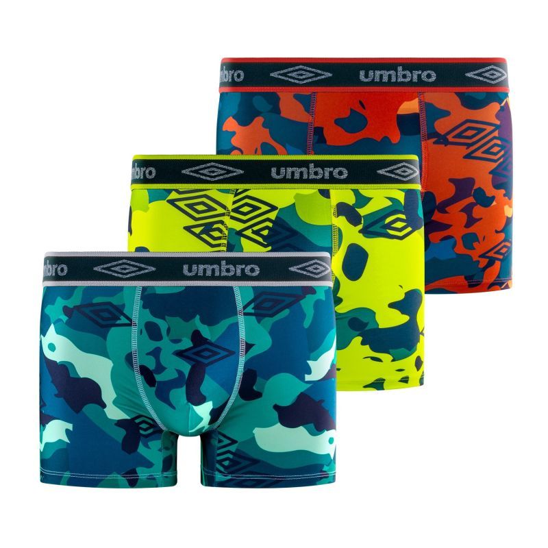 Lot de 3 Boxers homme Polyester Rouge/Jaune/Bleu/Noir Imprimé - Umbro