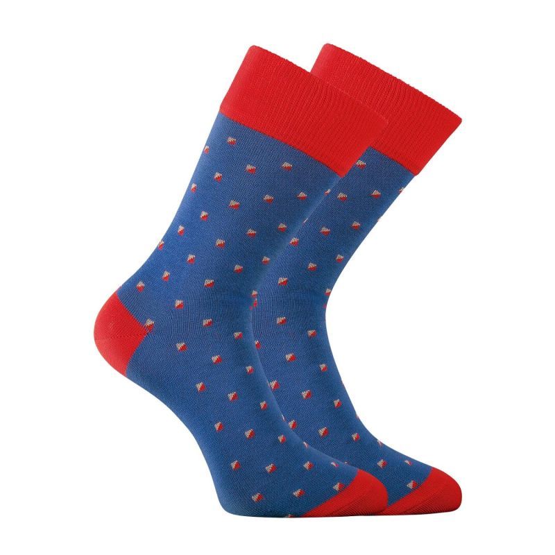 Lot de 6 Paires de Chaussettes homme Ville Casual, Mode Bleu/Bleu Marine/Rose/Rouge Imprimé - Serge Blanco