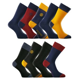 Lot de 9 Paires de Chaussettes homme Noir/Gris/Bleu/Rouge/Jaune - Serge Blanco