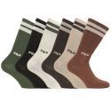Lot de 6 Paires de Chaussettes homme Tennis Mode, Sportif Noir/Kaki/Blanc/Marron/Camel/Beige - Fila