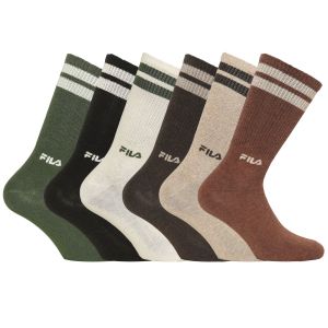 Lot de 6 Paires de Chaussettes homme Tennis Mode, Sportif Noir/Kaki/Blanc/Marron/Camel/Beige - Fila