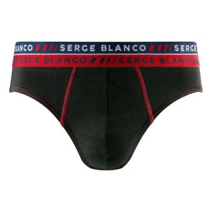 Lot de 4 Slips homme Coton Noir Uni - Serge Blanco