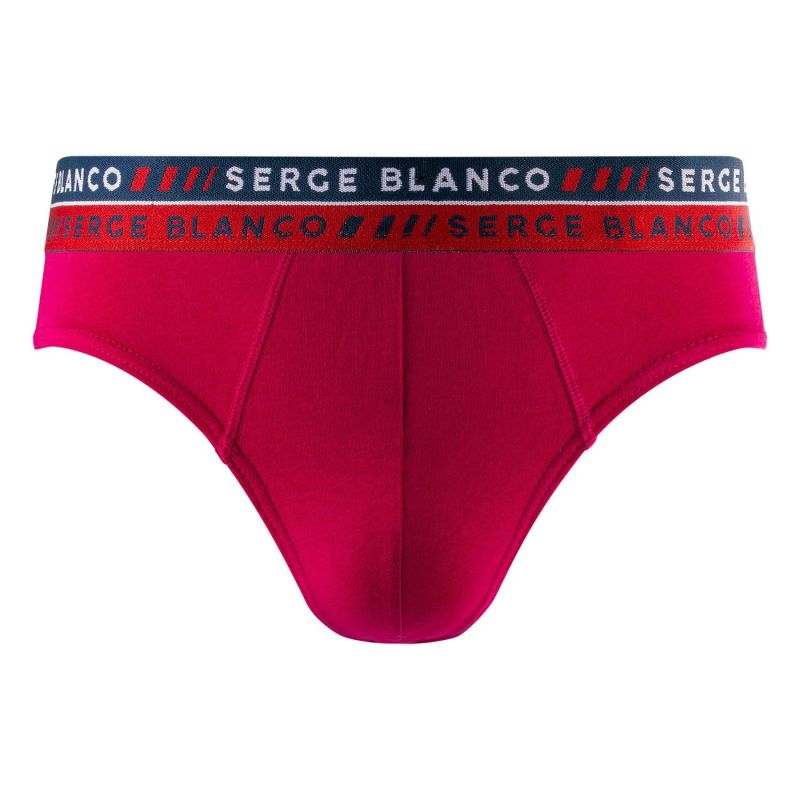 Lot de 4 Slips homme Coton Rouge Uni - Serge Blanco