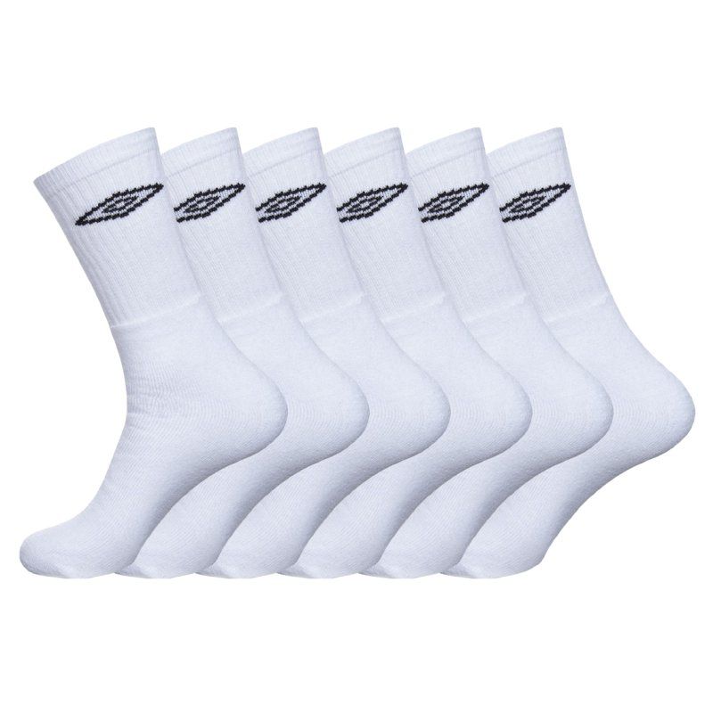 Lot de 6 Paires de Chaussettes homme Tennis Sportif Blanc/Noir Uni - Umbro