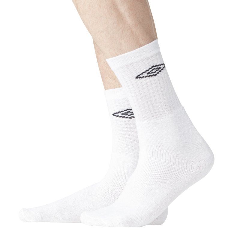 Lot de 6 Paires de Chaussettes homme Tennis Sportif Blanc/Noir Uni - Umbro