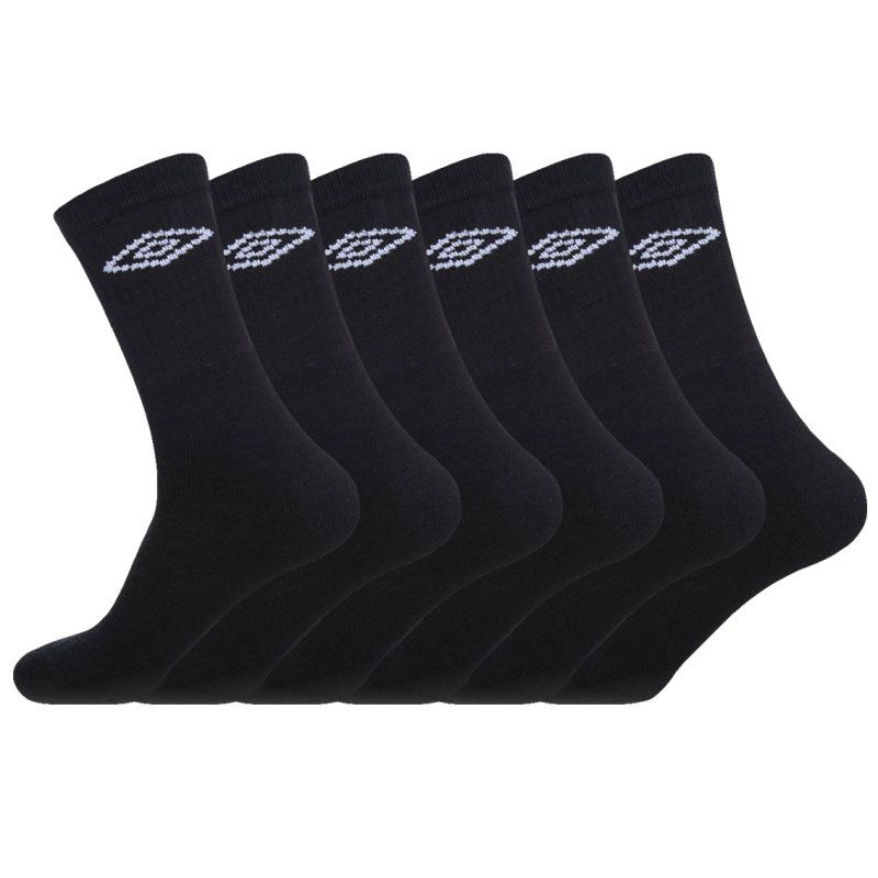 Lot de 6 Paires de Chaussettes homme Tennis Sportif Noir/Blanc Uni - Umbro