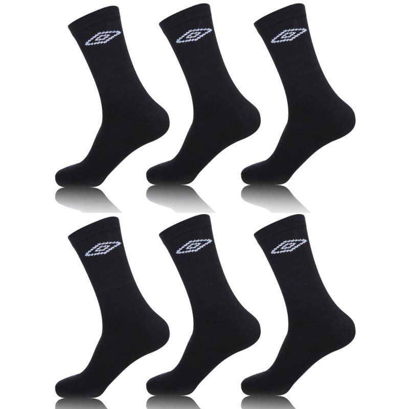 Lot de 6 Paires de Chaussettes homme Tennis Sportif Noir/Blanc Uni - Umbro
