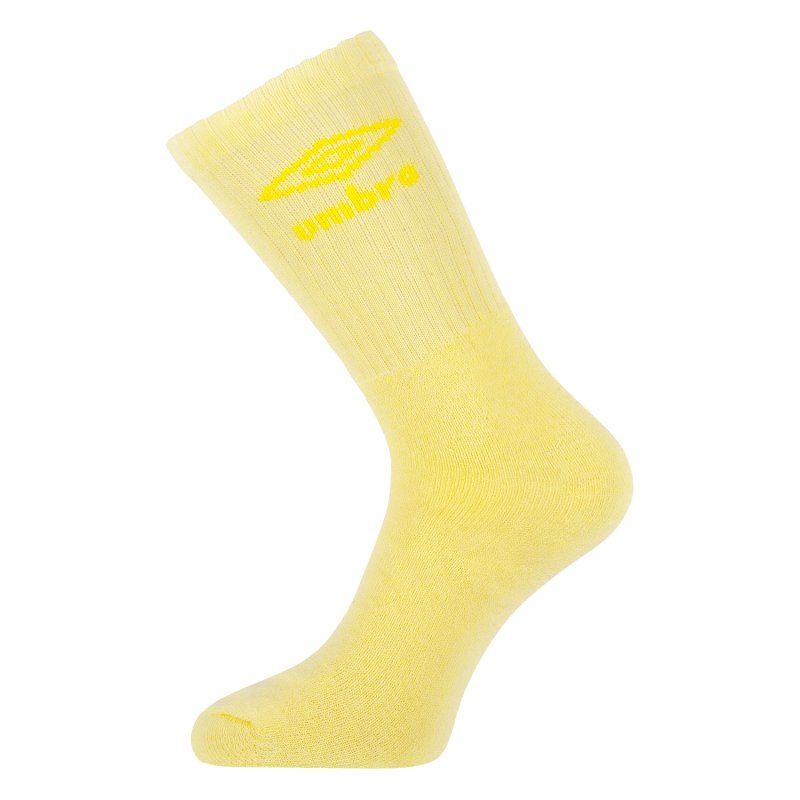 Lot de 6 Paires de Chaussettes homme Tennis Mode, Sportif Jaune pâle/Bleu clair/Mauve/Vert/Orange/Rose clair Uni - Umbro