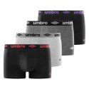 Lot de 4 Boxers homme Coton Noir/Gris/Gris foncé Uni - Umbro