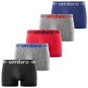 Lot de 5 Boxers homme Polyester Gris/Bleu/Rouge/Noir Uni - Umbro