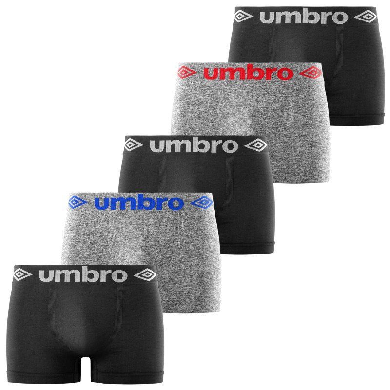 Lot de 5 Boxers homme Polyester Noir/Gris Uni - Umbro