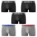Lot de 5 Boxers homme Polyester Noir/Gris Uni - Umbro